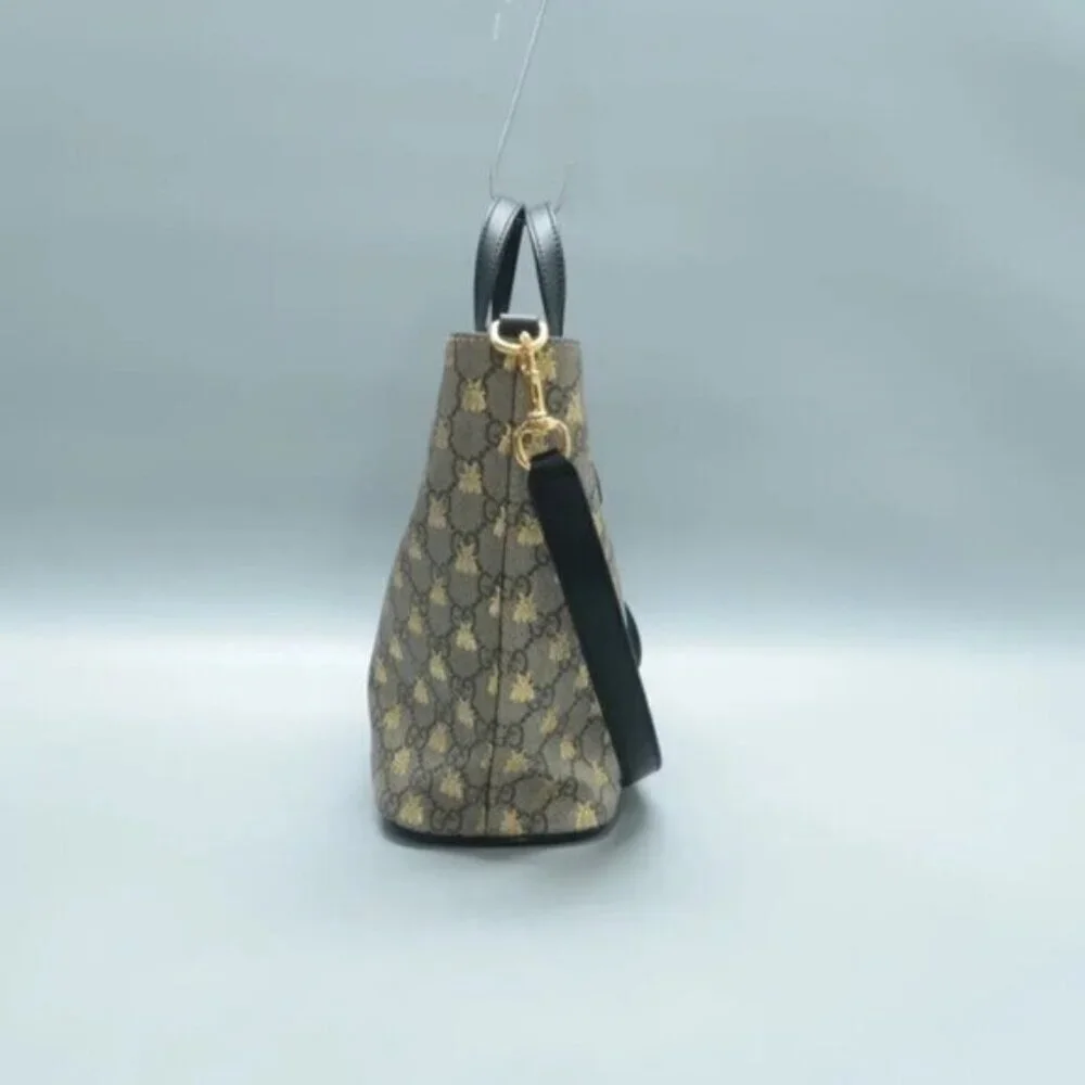 Authentic Gucci GG Supreme Bees Tote Bag Canvas Leather Crossbody Luxury